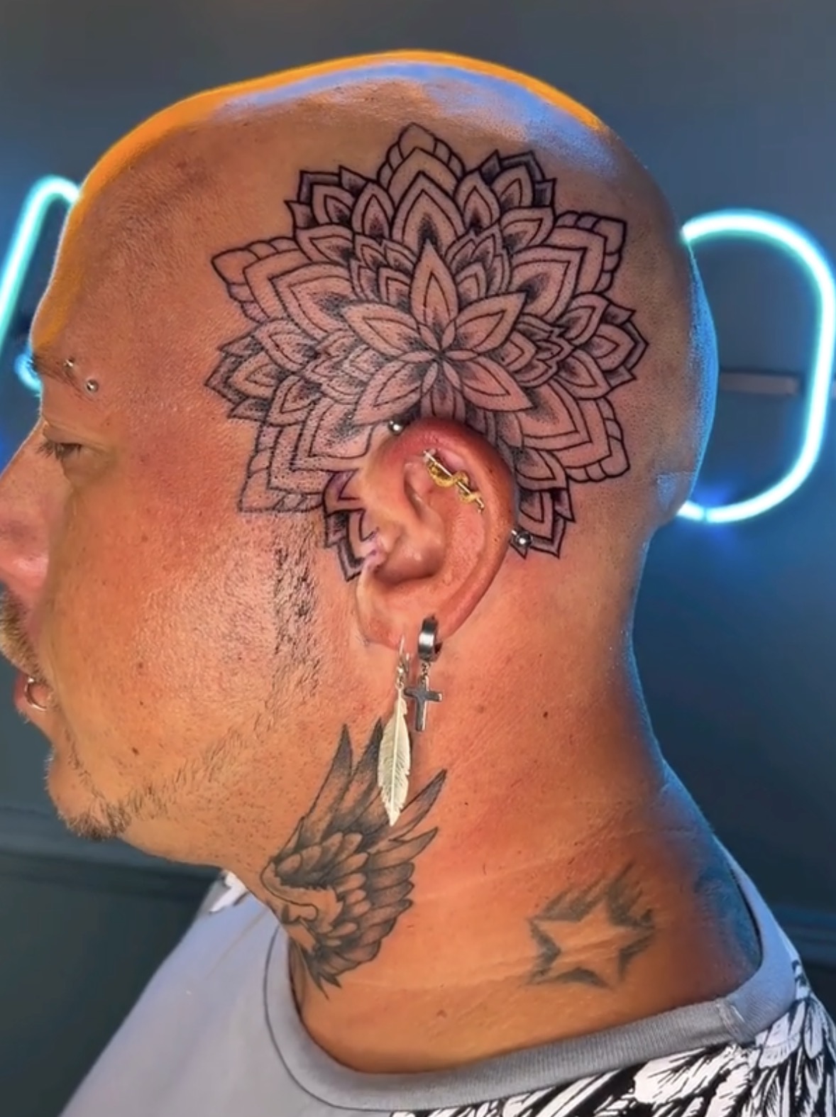 Geometric sacred geometry pattern tattoo on arm — El Gouna studio